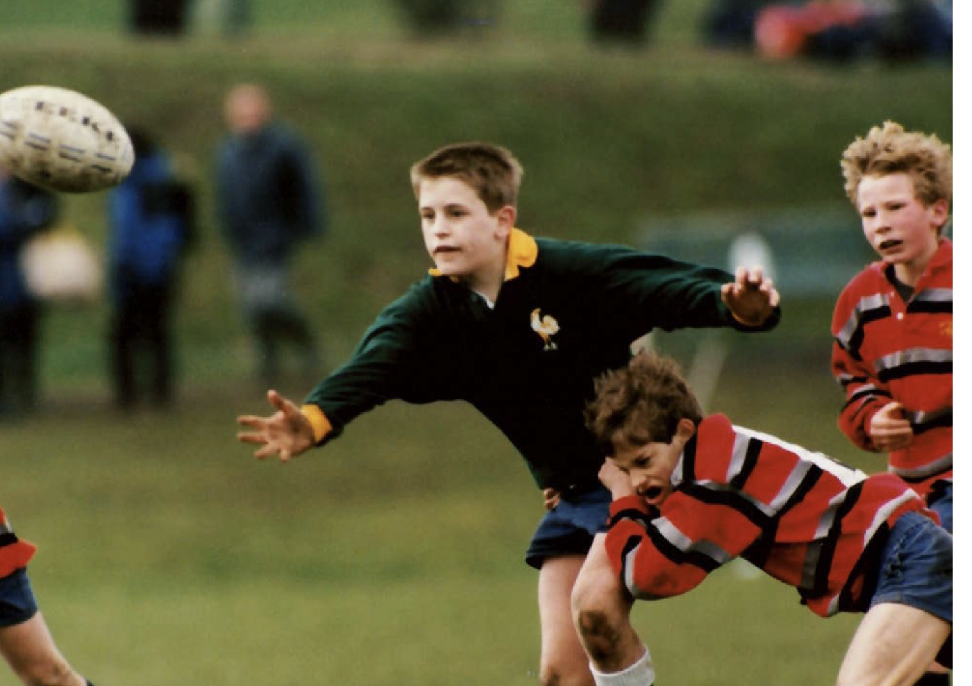 Seán as a boy playing school rugby
